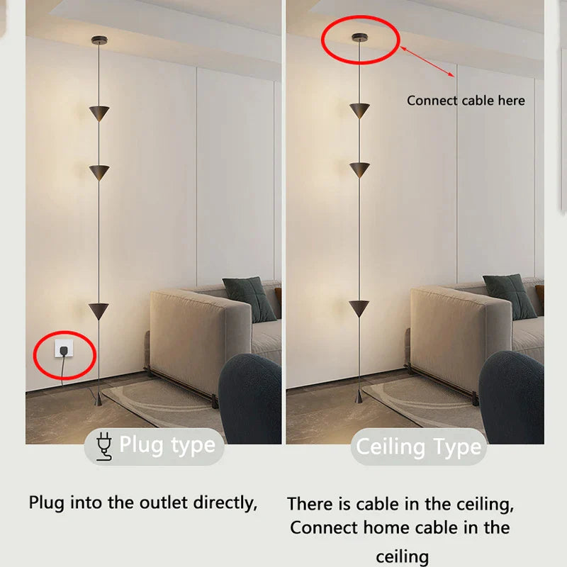 Afralia™ Minimalist Cone Design Floor Lamp - White and Black Art Decor for Bedroom and Living Room