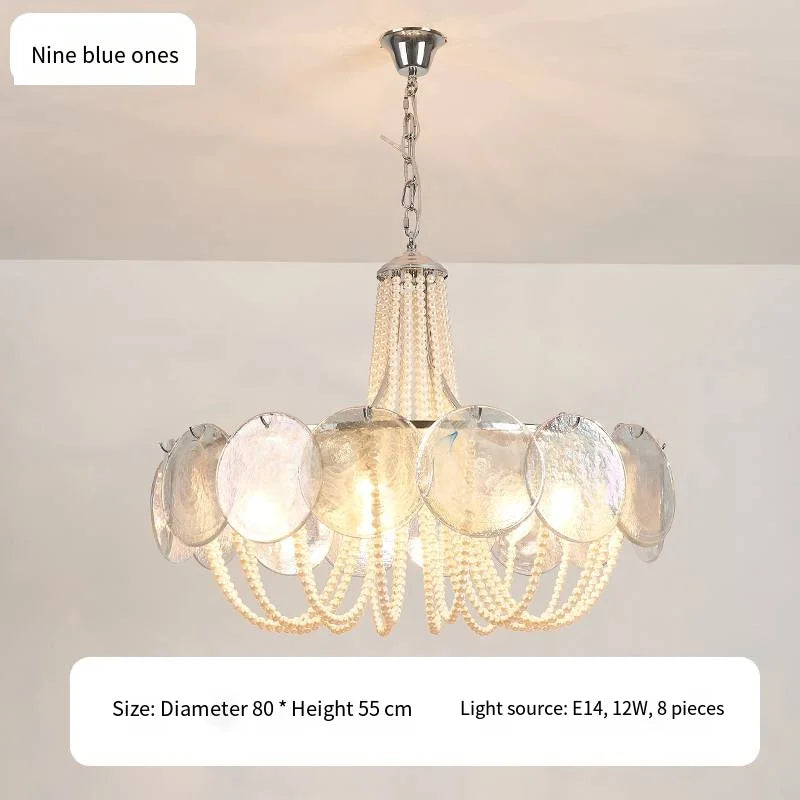 Afralia™ Pink Glass Pearl Chandelier: Modern Pendant Light for Living Room & Bedroom