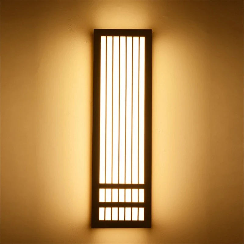Afralia™ Japanese Wood Wall Lamps LED Acrylic Rectangular Bedside Light for Bedroom