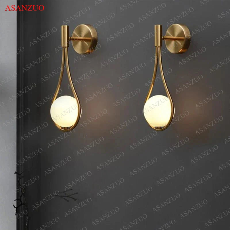 Afralia™ Brass Wall Sconce Glass Ball Modern LED Lighting