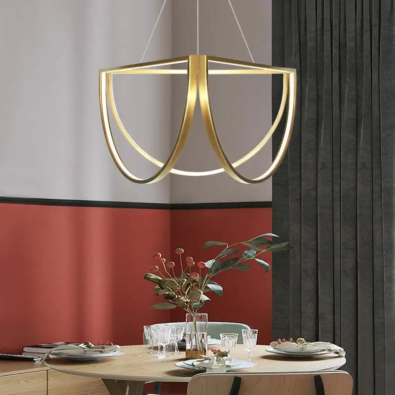 Afralia™ Black Gold Geometric LED Chandelier - Postmodern Indoor Hanging Lamps for Living Room