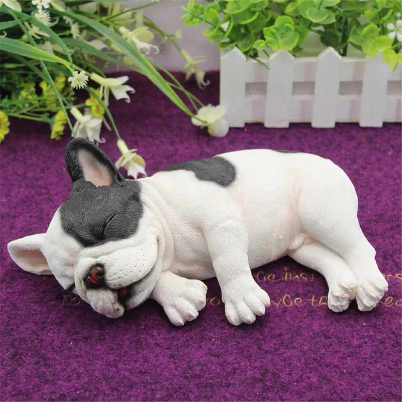 Afralia™ Sleepy Bulldog Sculpture Ornaments for Garden and Car Interior Decor