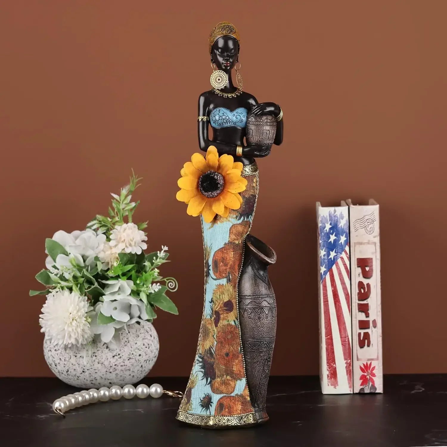 Resin Tribal Sculpture for Home Decor by Afralia™