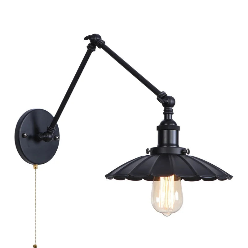 Afralia™ Vintage Loft LED Wall Lights with Pull Chain Switch for Bathroom Mirror, Stair, Living Room