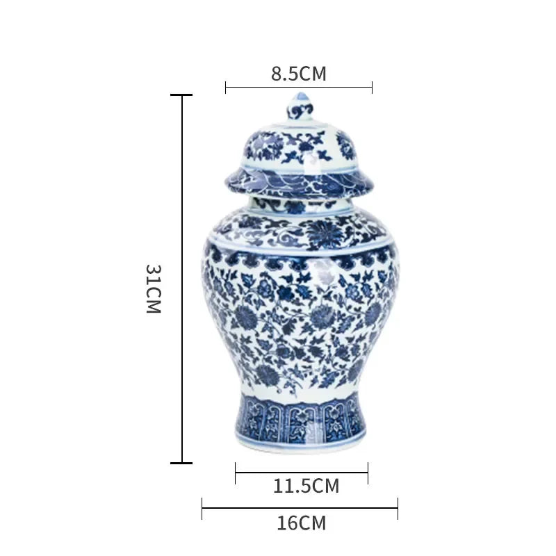 Afralia™ Blue White Porcelain General Jar: Ceramic Tea Caddy Candy Pot Storage Container