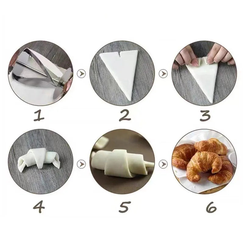 Afralia™ Stainless Steel Croissant Cutter Pastry Wheel Baking Decoration Tool