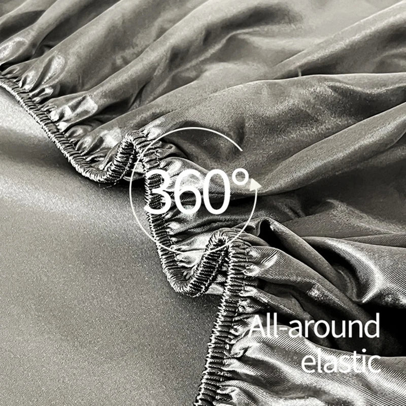 Afralia™ Satin Fitted Sheet Set - Luxuriously Soft Double Full Size Bedding