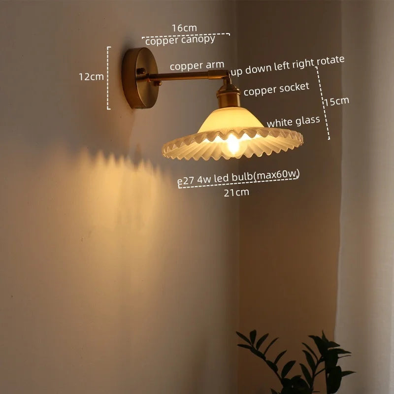 Afralia™ LED Green Glass Wall Light for Home Decor, Japanese Style, Bedroom, Living Room