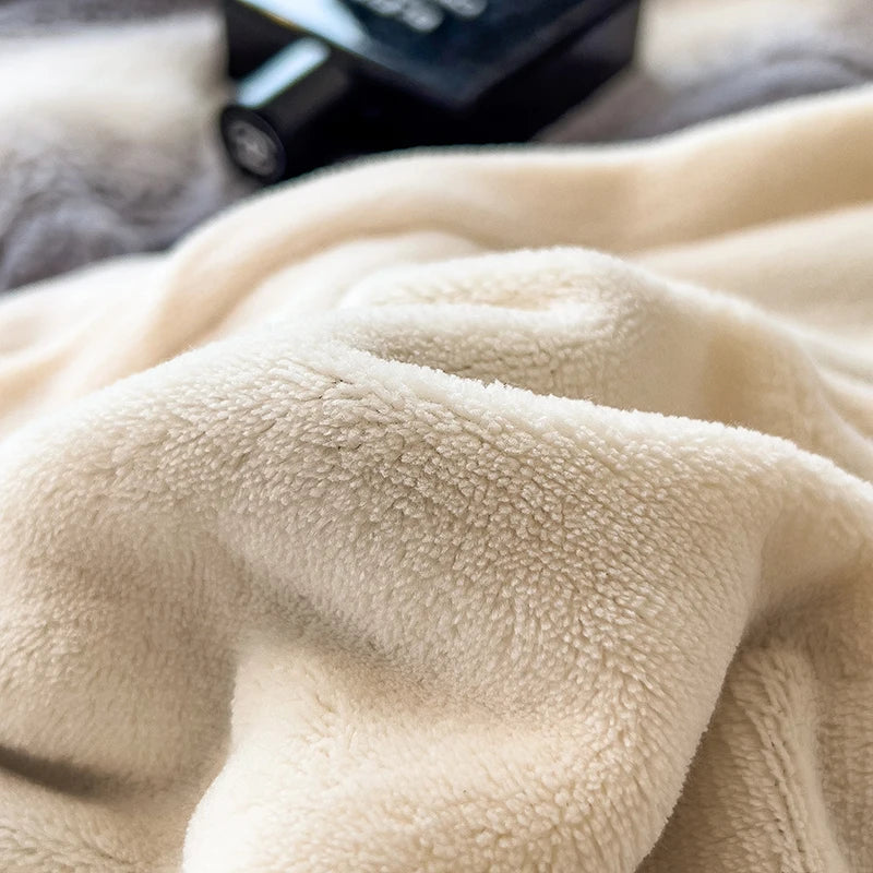 Afralia™ Cozy Faux Fur Bedding Set: Gradient Rabbit Fur Plush Cover Sheet Pillowcases