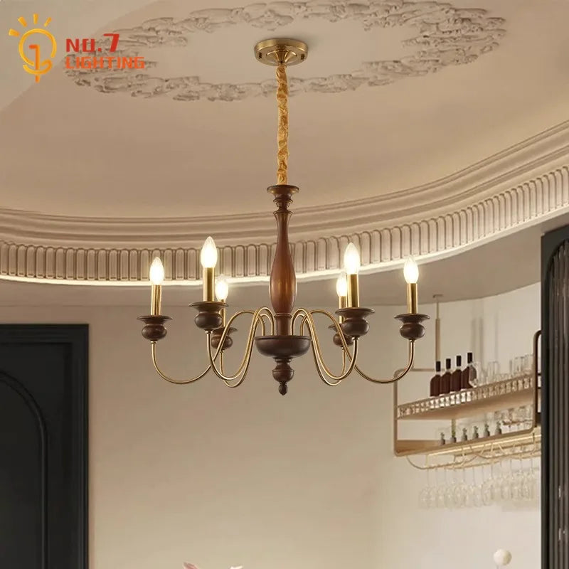 Afralia™ Retro LED Candle Chandelier for Bedroom Living Room Bar