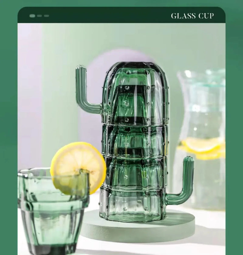 Afralia™ Cactus Glass Mug 240ml: Creative Office Home Kitchen Drinking Cup