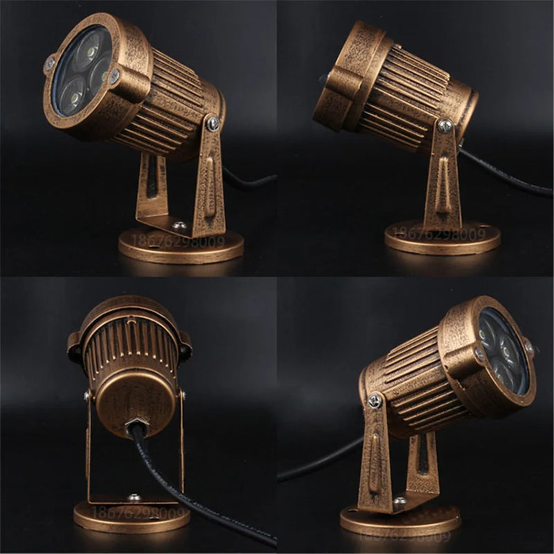 Afralia™ Outdoor LED Bronze Spotlights for Landscape Walls Trees Rustic Garden Lighting