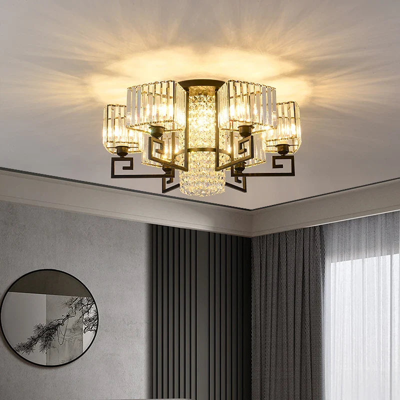 Afralia™ Luxury Crystal Ceiling Light for Living Room, Bedroom, Dining - Modern and Simple