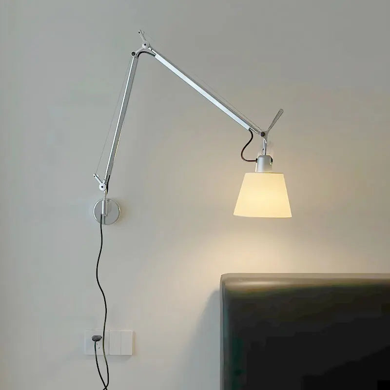 Afralia™ Modern Swing Arm Wall Lamp: Telescopic, Revolving, Black/White for Bedroom, Study, Reading