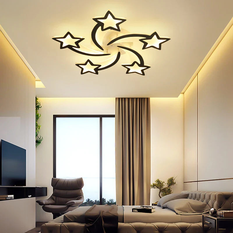 Afralia™ Star Design LED Chandelier for Modern Living Room, Bedroom, Nursery, Kitchen