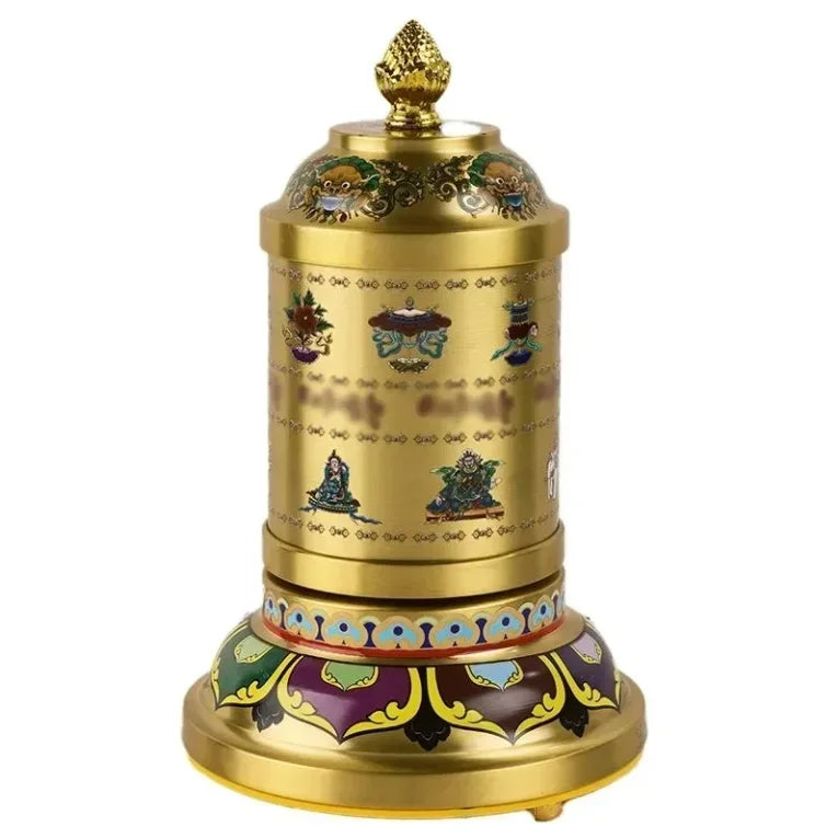 Afralia™ Tibetan Manchala Prayer Wheel - Eight Auspicious Scriptures Desktop Ornament