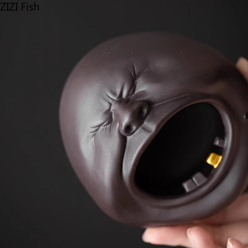 Afralia™ Yawning Figures Ashtray: Creative Purple Clay Smoking Accessory for Weed