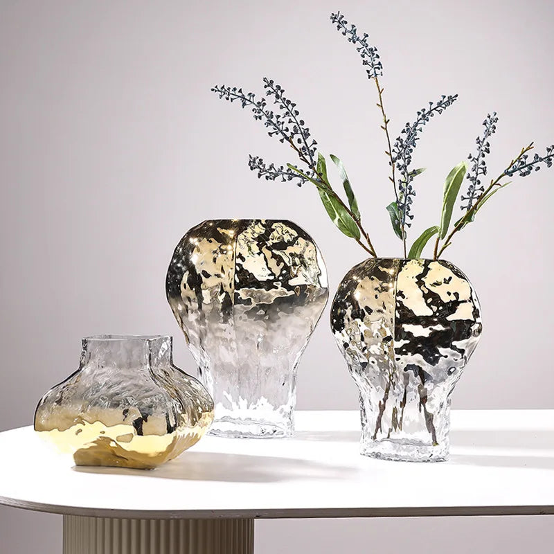 Afralia™ Golden Geometric Glass Vase Hydroponics Terrarium Home Decoration Accessories