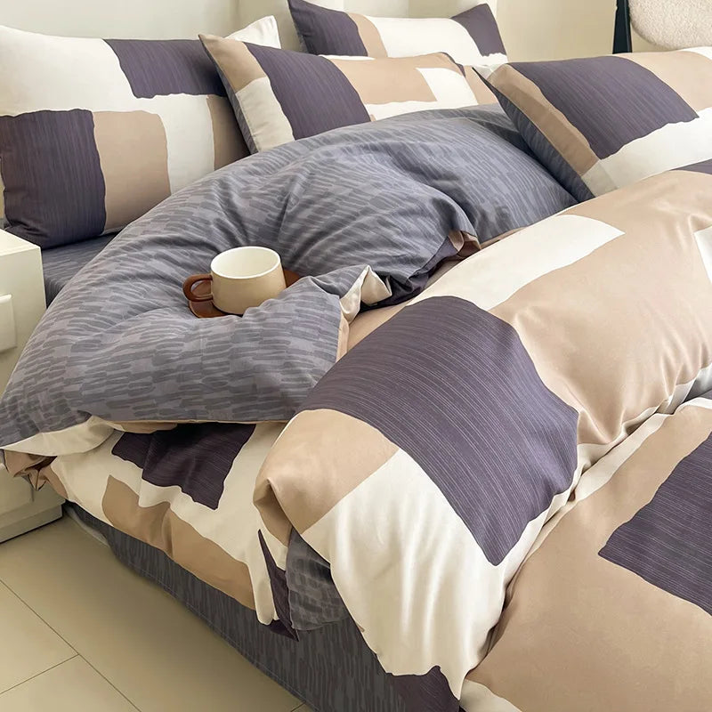 Afralia™ Geometric Print 100% Cotton Bedding Set for All Seasons