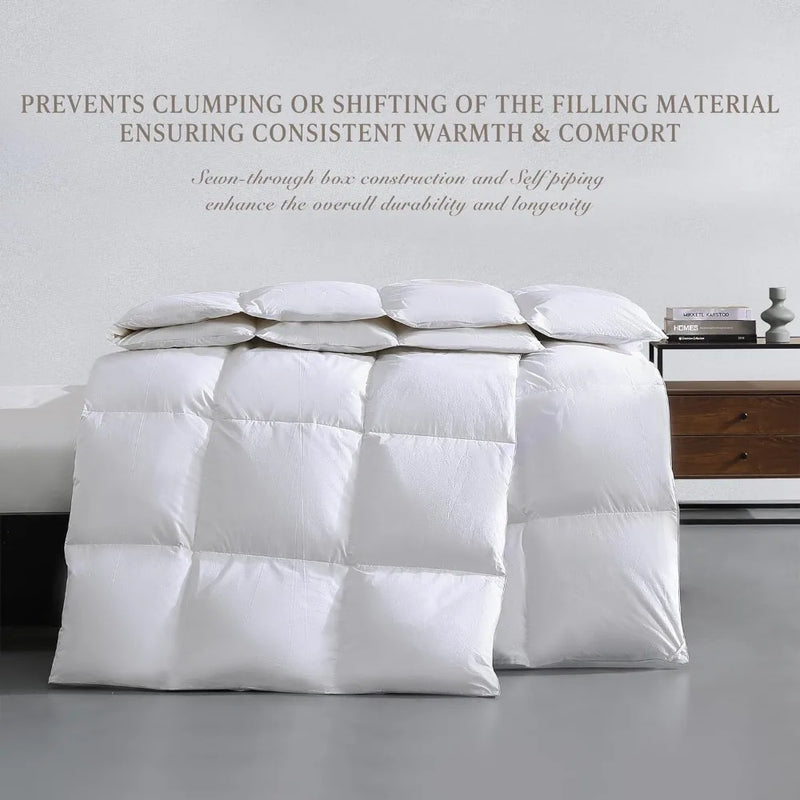 Indulgent White Feather Goose Down Comforter for All-Season Warmth