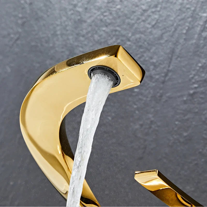 Afralia™ Gold Bathroom Faucet | Deck Mounted Sink Tap | Hot and Cold Basin Mixer
