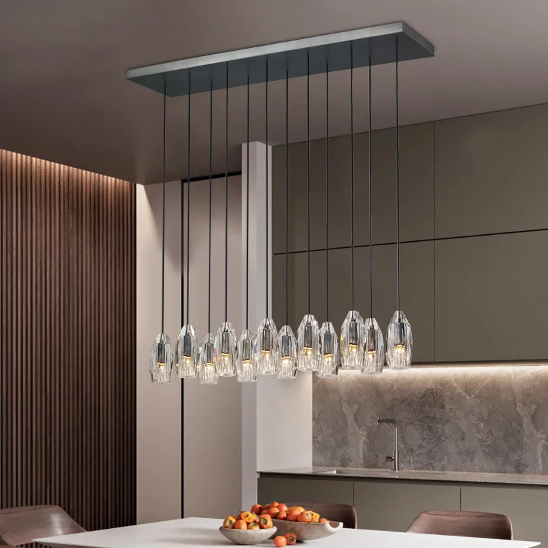Afralia™ Nordic Crystal Pendant Light: Black, Post-modern, Bar Counter, Copper Chandelier