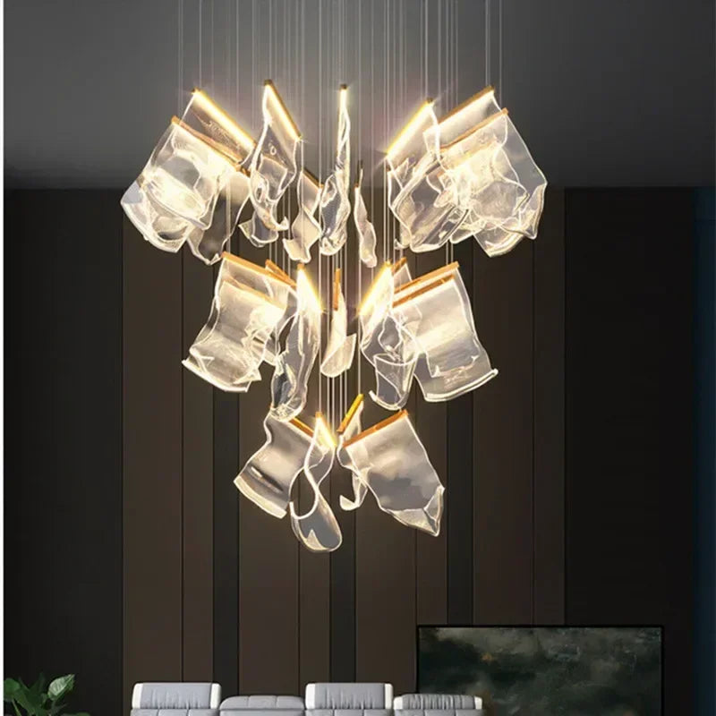 Afralia™ Modern Acrylic Leaf Dimmable LED Chandelier for Luxury Home Decor