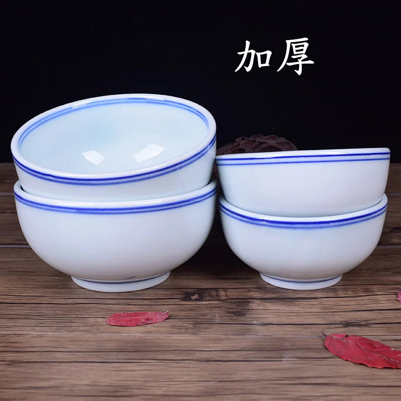 Afralia™ Blue and White Porcelain Rice Bowl - Jingdezhen Ceramic Soup Bowl