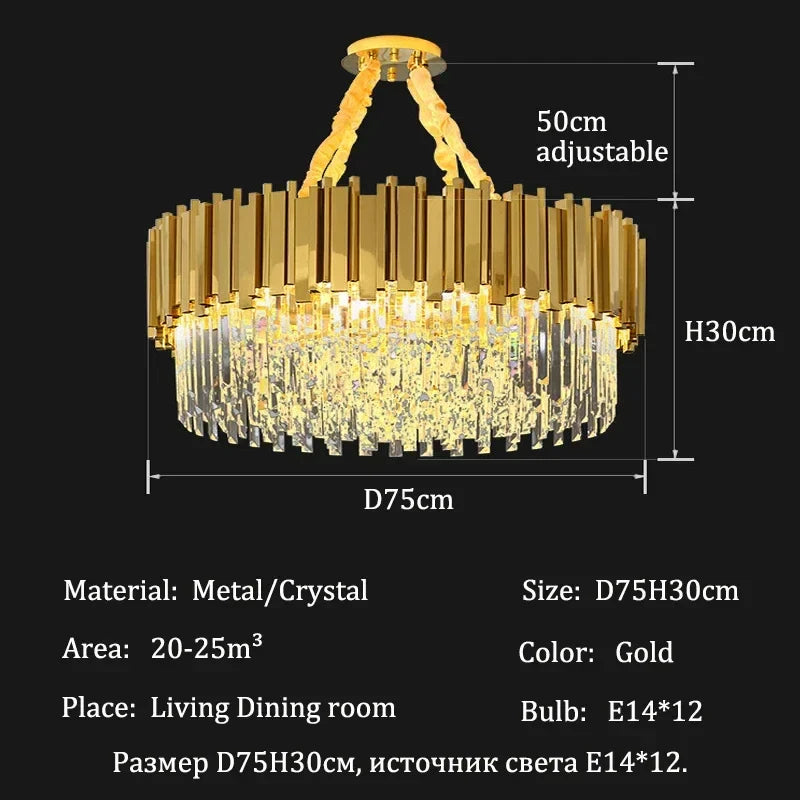 Afralia™ Gold Crystal Chandeliers for Luxurious Home, Hotel, and Dining Decor