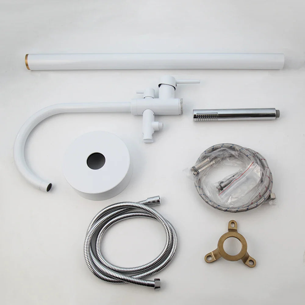 Afralia™ Dual Handle Bathtub Faucet Set with Hand Shower, Floor Mounted Hot Cold Mixer