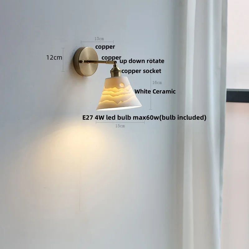 Afralia™ Ceramic LED Wall Sconce Up Down Rotate Pull Chain Mirror Light