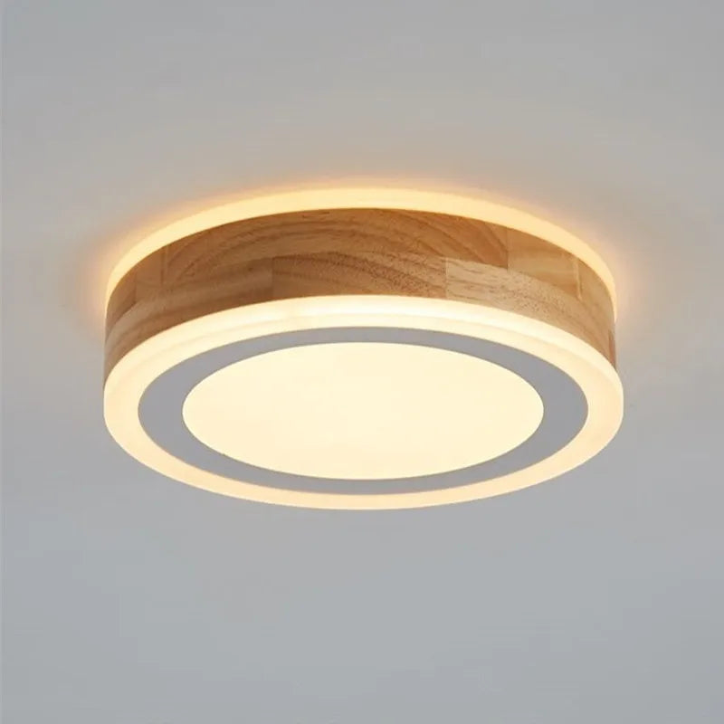 Afralia™ Round Wood LED Ceiling Lights for Modern Home Decor