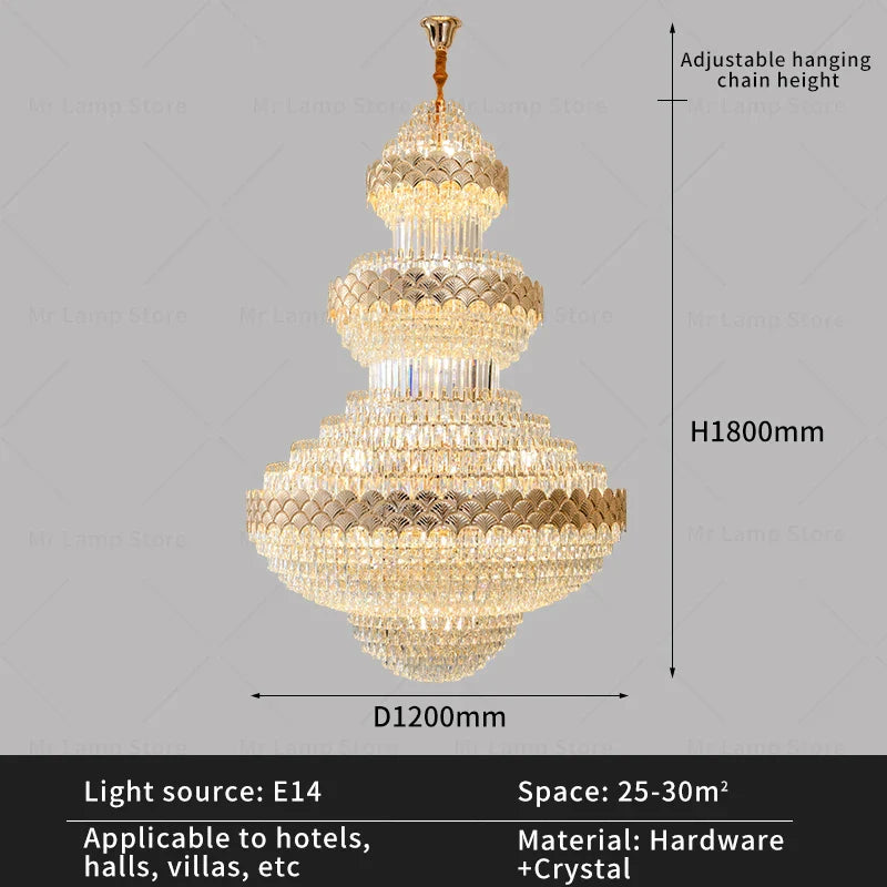 Afralia™ Crystal Chandelier - Modern Duplex Loft Staircase Living Room Lighting