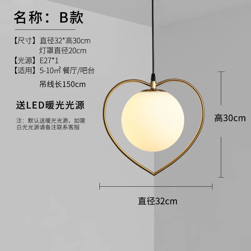 Afralia™ Glass Ball Chandelier Pendant Light for Kitchen Dining Room Bedroom