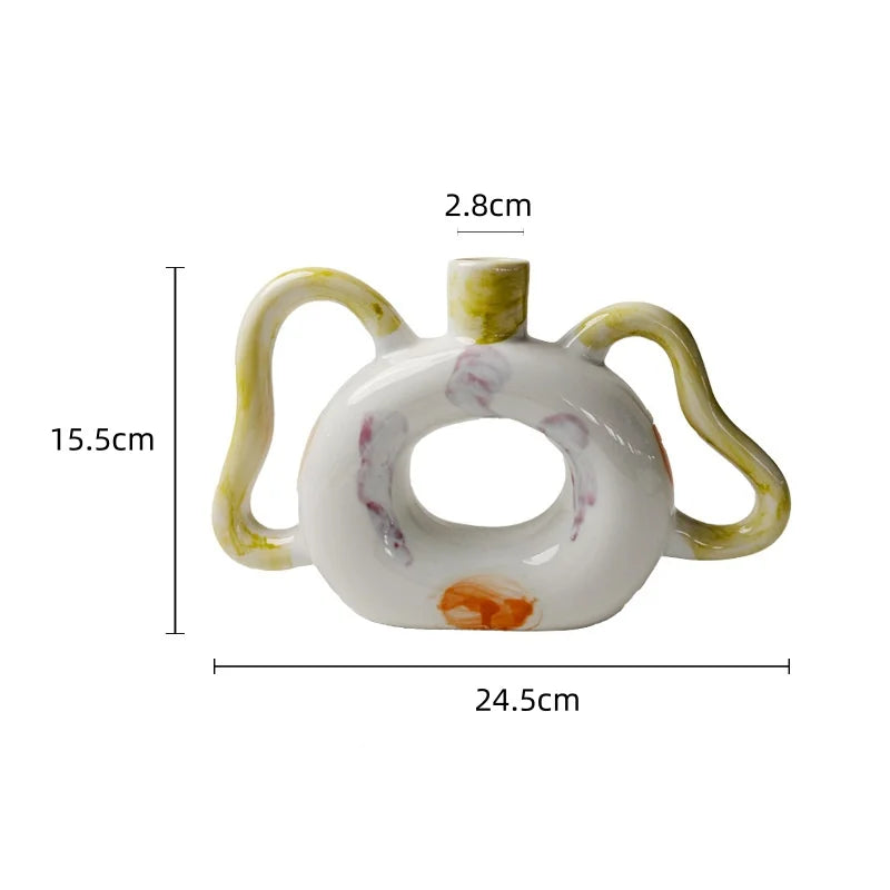 Afralia™ Abstract Handle Ceramic Vase for Floral Arrangements and Home Decoration