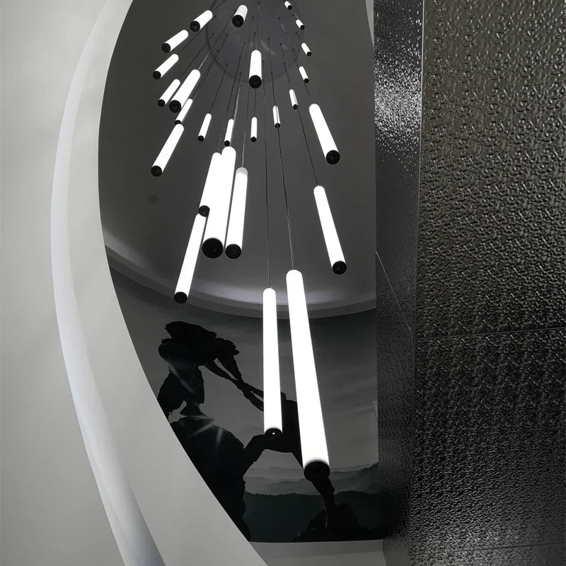 Afralia™ Modern LED Tube Ceiling Chandelier Staircase Lights Lighting Fixtures Home Decor