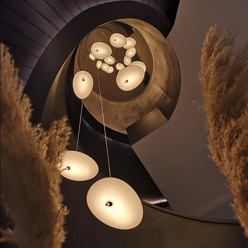 Afralia™ Modern Dimmable Glass Chandelier LED Pendant Lamp for Bedroom Living Room