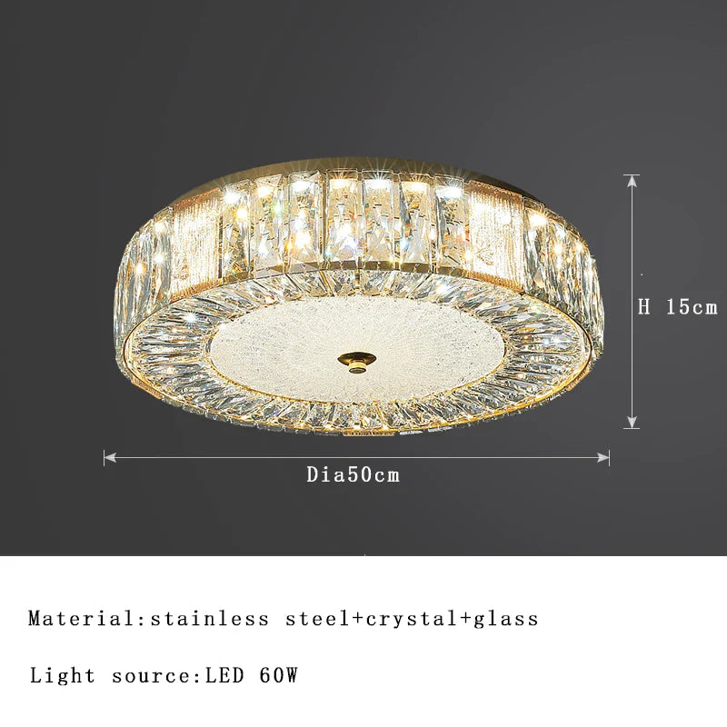 Afralia™ Crystal Glass Ceiling Light for Bedroom & Living Room, Low Ceiling Chandelier