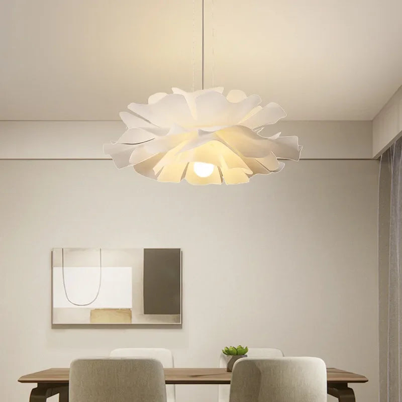 Afralia™ White Acrylic Flower Pendant Chandelier LED Lighting for Home Decor