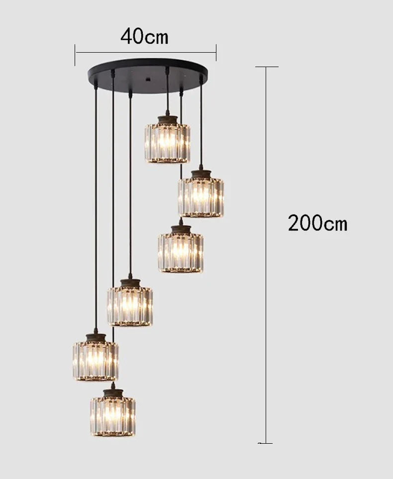 Afralia™ Crystal Staircase Pendant Lamp: Modern Luxury Interior Decoration Lighting for Home & Hotel.