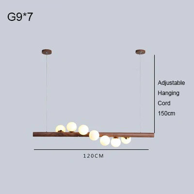 Afralia™ Nordic Walnut Glass Pendant Chandelier - Dimmable Restaurant Decor Lighting