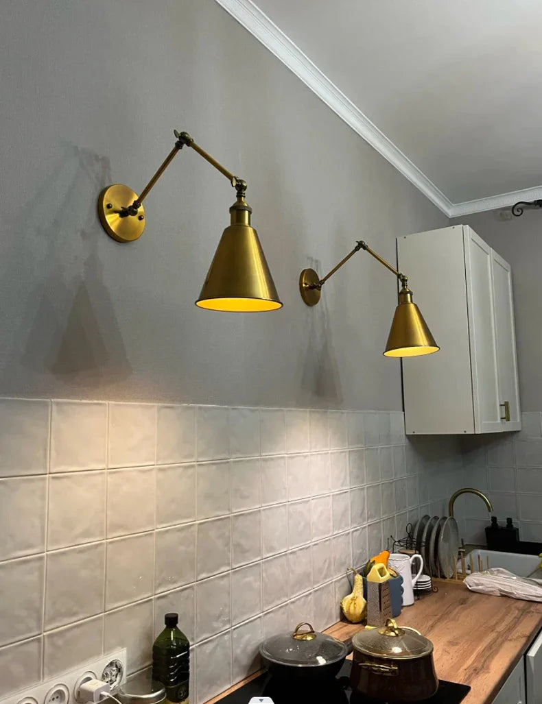 Afralia™ Iron Loft Retro Wall Lamp Sconce Indoor LED Industrial Black Brass