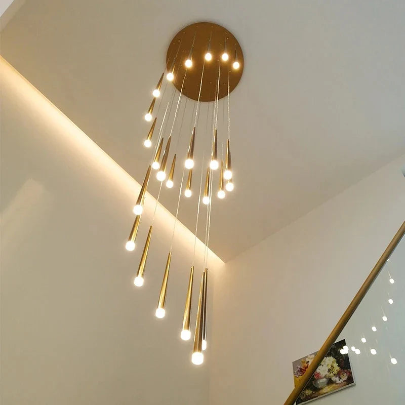 Afralia™ Modern Black LED Ceiling Chandelier for Stylish Staircase and Living Room Lighting