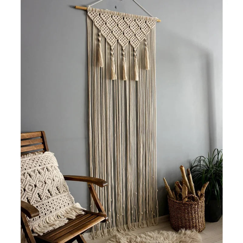 Afralia™ Macrame Boho Curtain Tapestry with Tassels