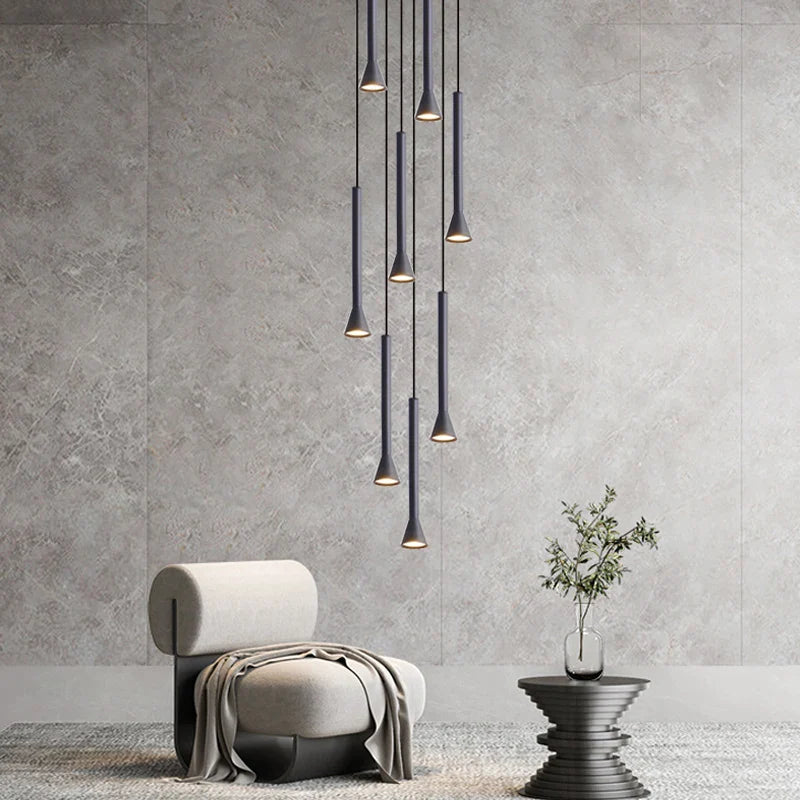 Afralia™ Horn-Shaped Nordic Pendant Lamp for Modern Living Room and Staircase