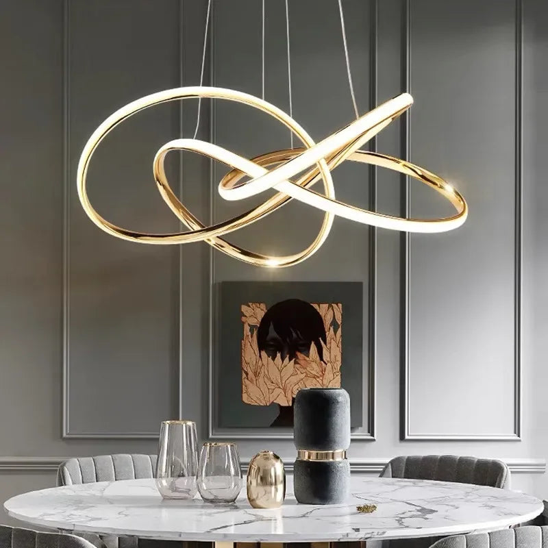 Afralia™ Geometric LED Ceiling Chandelier Artistic Lines Modern Pendant Light