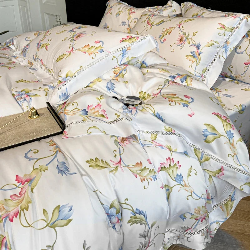 Afralia™ Silky Eucalyptus Fiber Bedding Set with Flower Prints