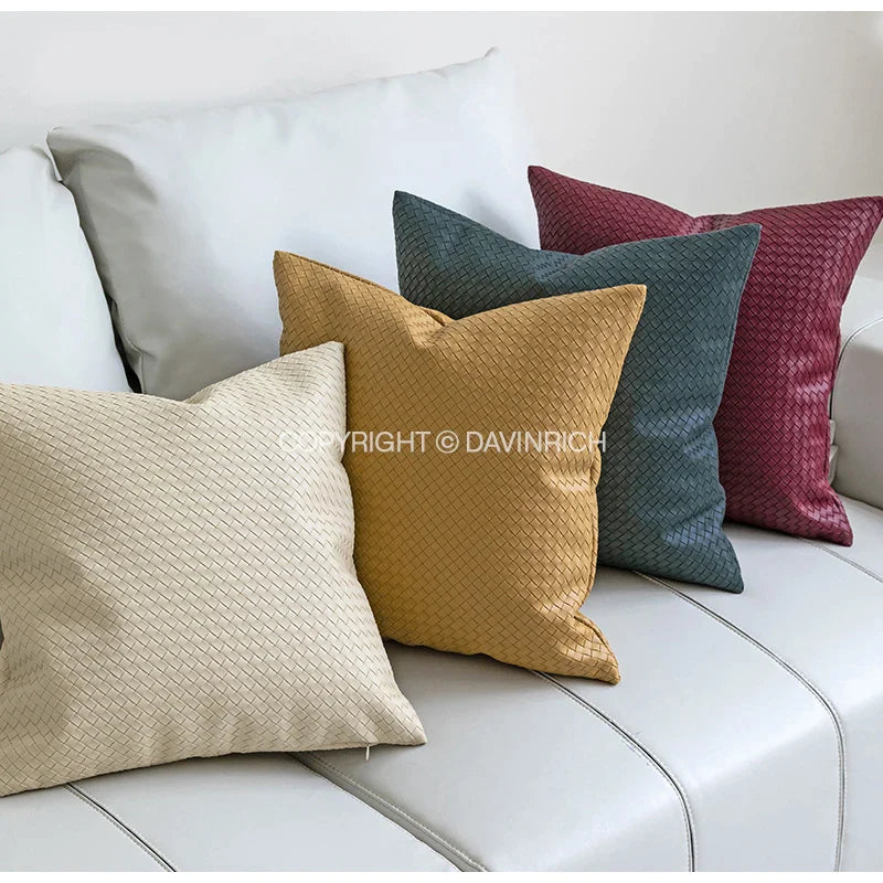 Afralia™ Geometric Faux Leather Throw Pillow Cover - Modern Luxury Pillowcase