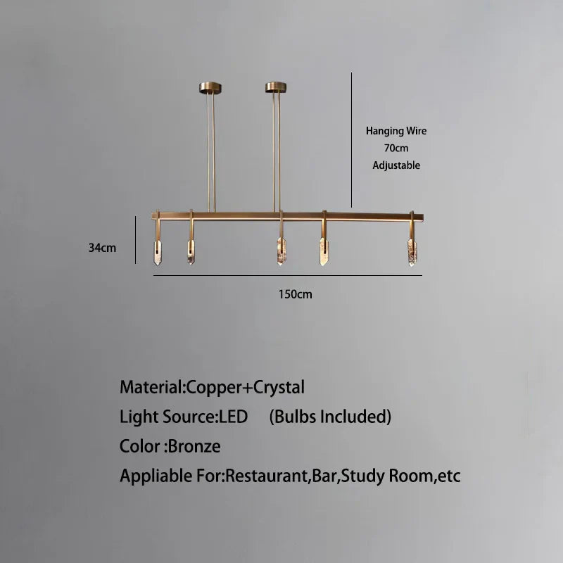 Afralia™ Bronze LED Crystal Hanging Lamp Luxury Fixture for Living Room