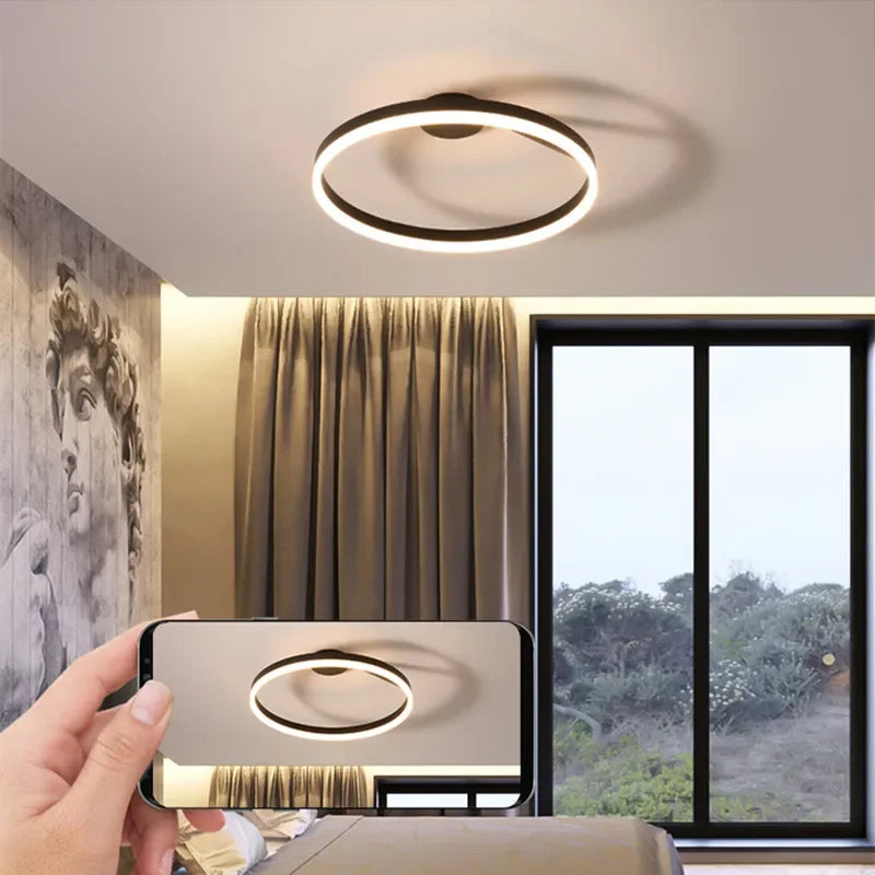 Afralia™ LED Ceiling Chandelier Dimmable for Bedroom Living Room Dining Minimalist Pendant Lighting